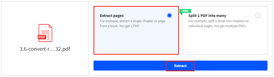 click Extract pages