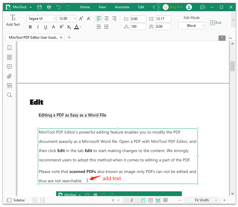 add text using MiniTool PDF Editor