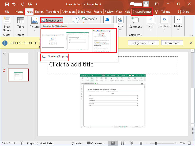 take a screenshot of your PDF