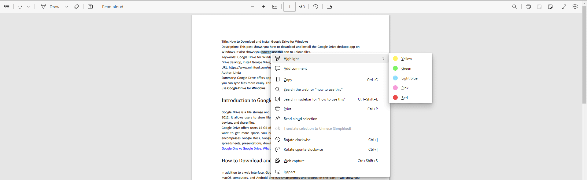 view PDF using Microsoft Edge
