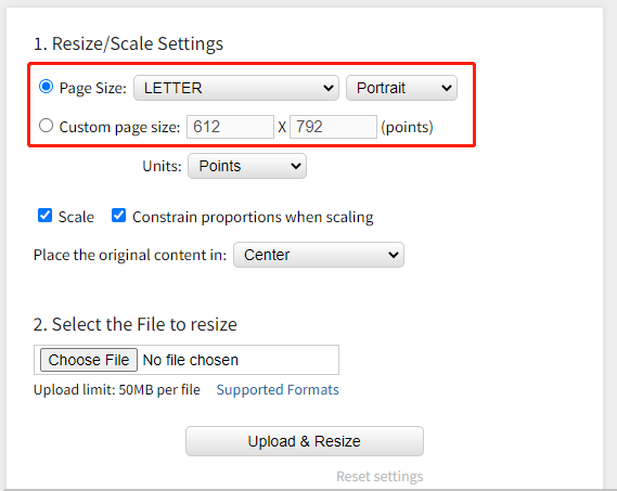 resizing pdf pages