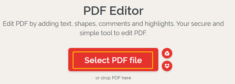 click Select PDF File on ilovepdf