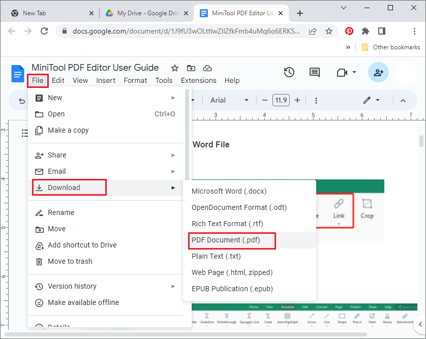 delete PDF pages in Google Docs