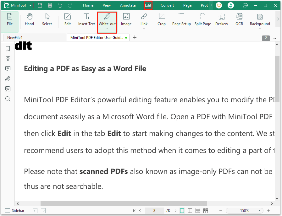 white out PDF files with MiniTool PDF Editor