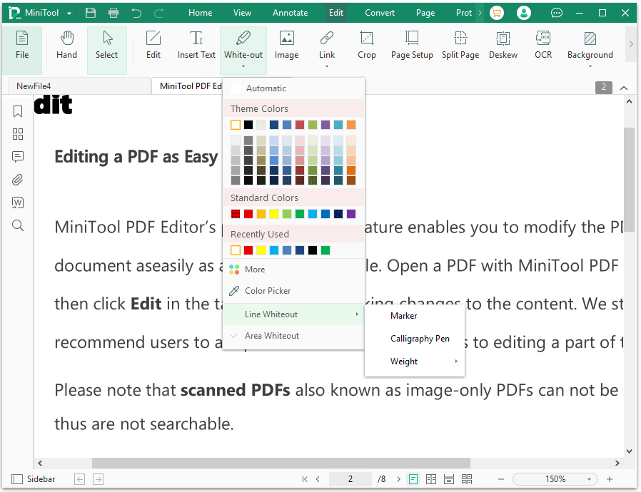 white out text in pdf