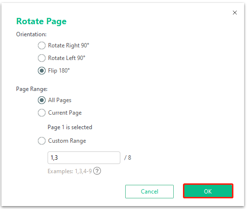 Change the Rotate Page settings
