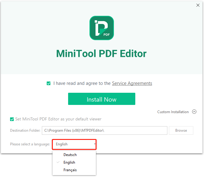 install MiniTool PDF Editor