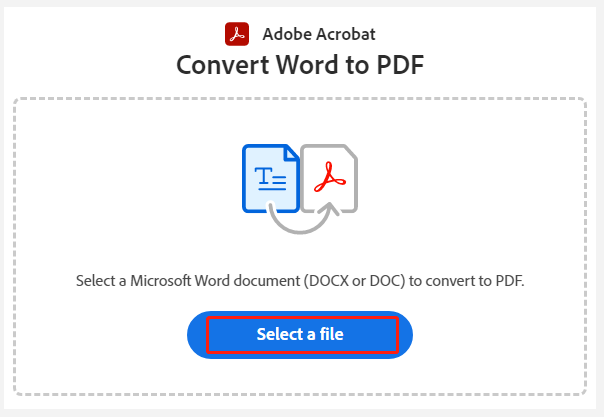 click Select a file on Adobe