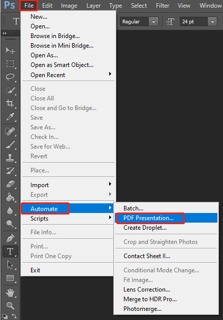 how to make pdf presentation in photoshop