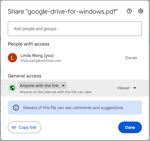 Get link to a Google Drive file