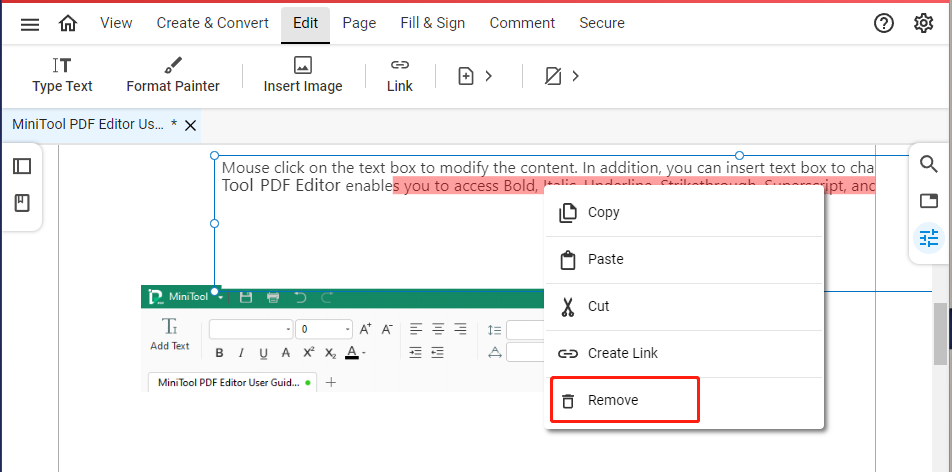 remove Text from PDF using sodapdf online