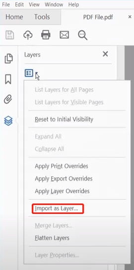 Adobe Acrobat import as layer