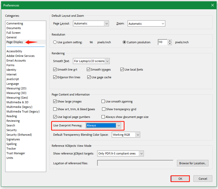Use Overprint Preview always