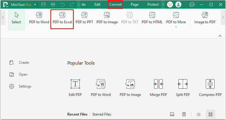 Select PDF to Excel