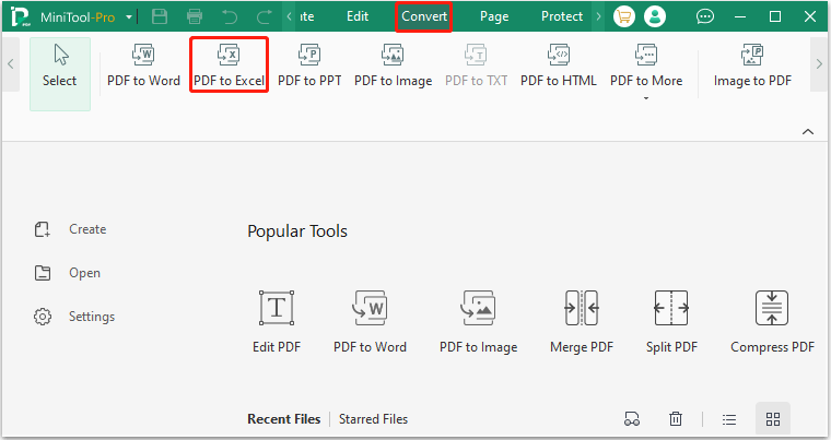 Select PDF to Excel