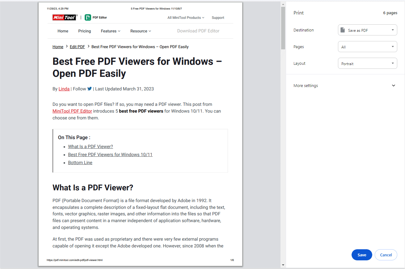 save as PDF Google Chrome