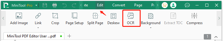 click OCR on MiniTool