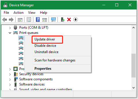 select Update driver