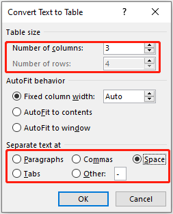 covert text to table parameters