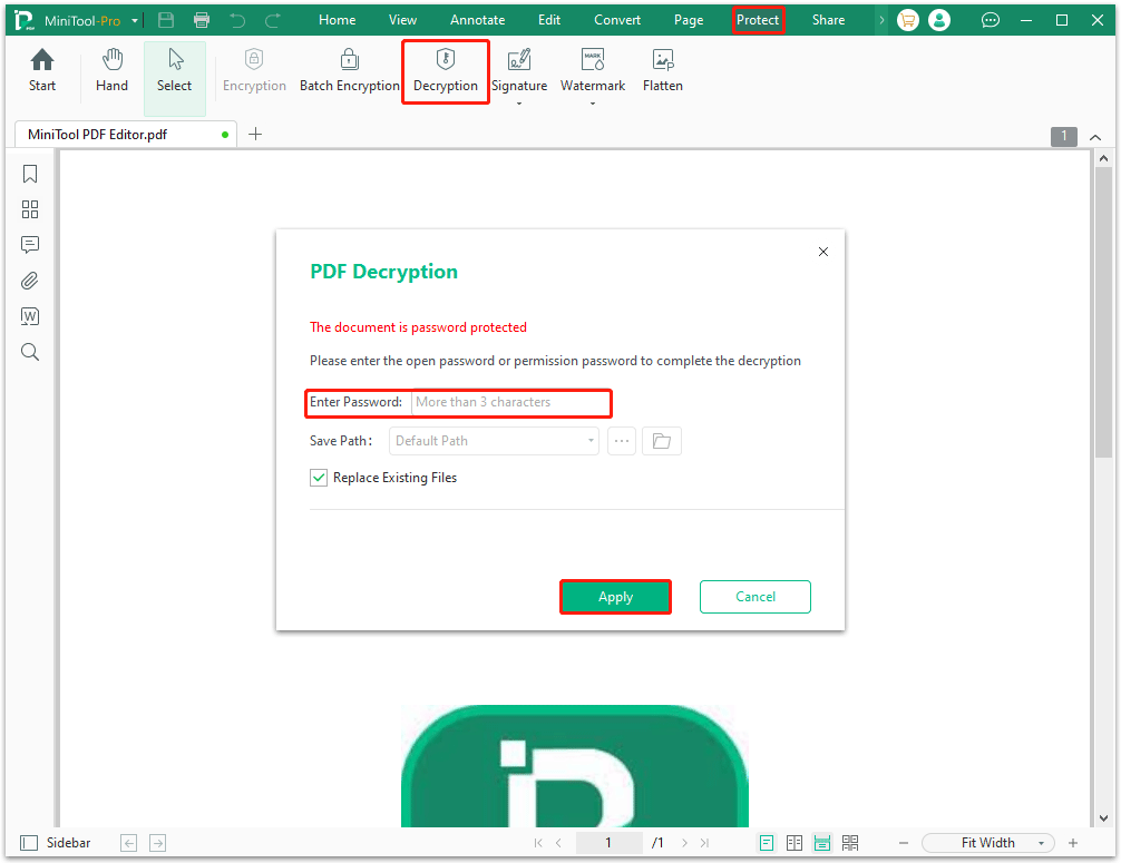 remove the password from the PDF