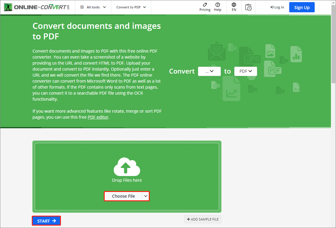 convert Pages to PDF via OnlineConvert