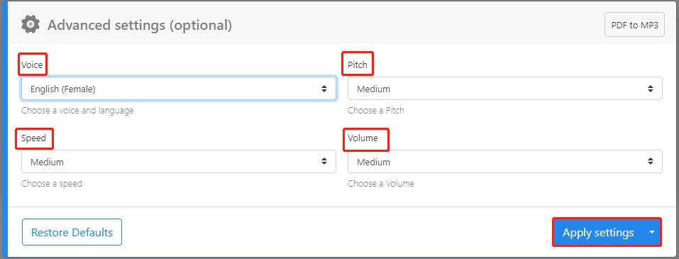 configure settings