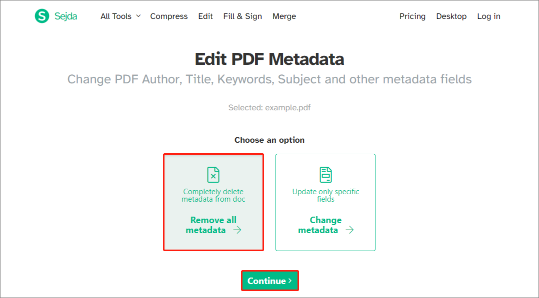 select Remove all metadata