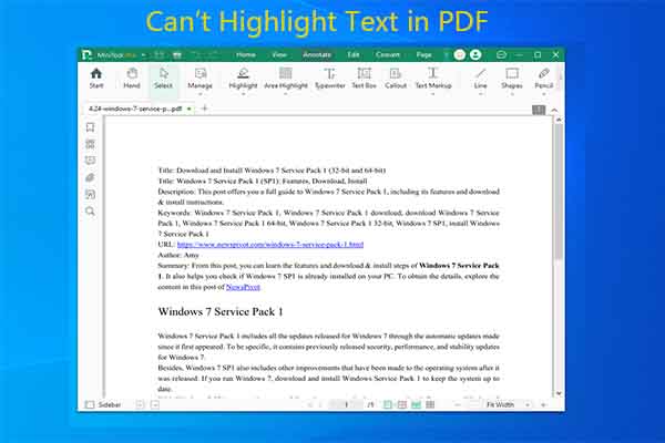 Can’t Highlight Text in PDF? This Post Reveals Reasons and Fixes