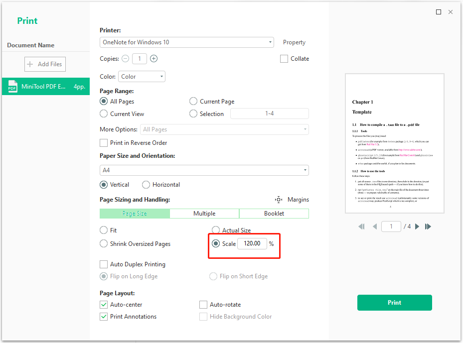 select Scale option and set the value you need