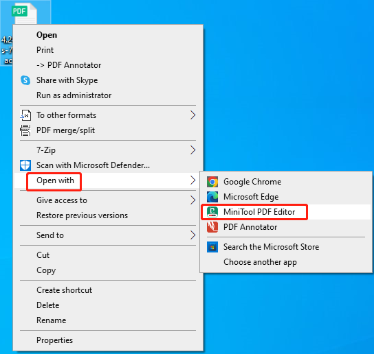 open PDF via MiniTool PDF Editor