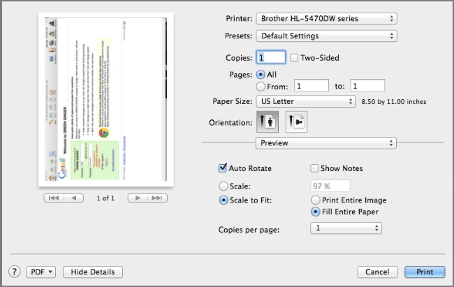 print PDF in Preview