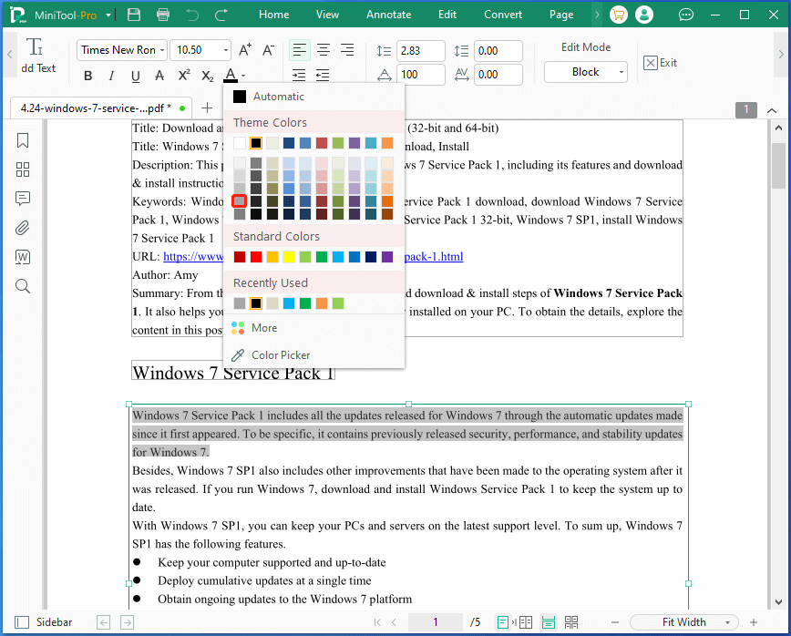 darken text in PDF