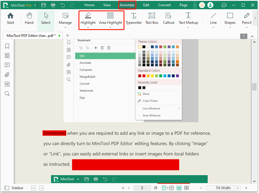 highlight PDF with MiniTool PDF Editor