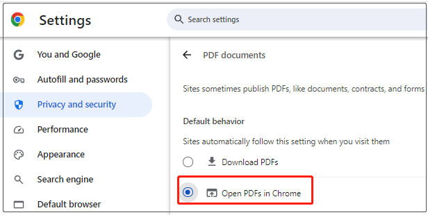 open PDFs in Chrome