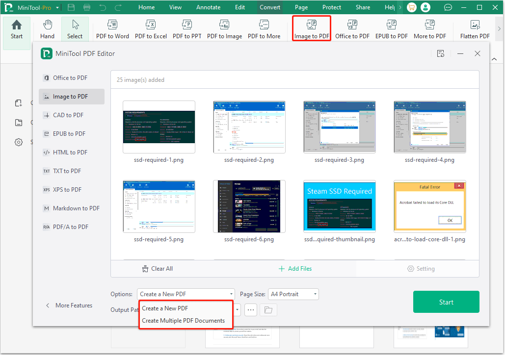MiniTool PDF Editor convert images to PDF