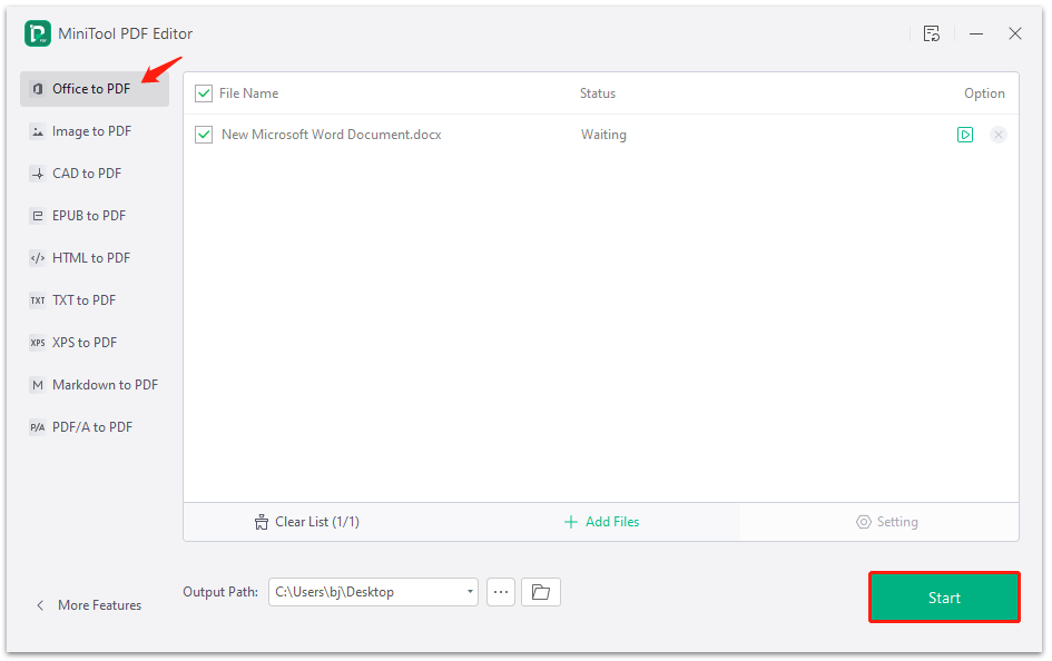 convert Word to PDF using MiniTool PDF Editor