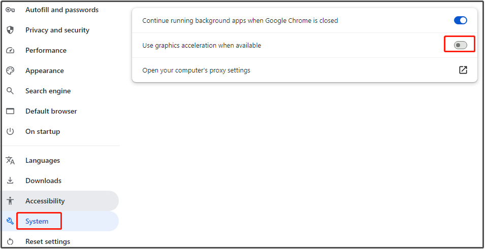 turn off Use graphics acceleration when available