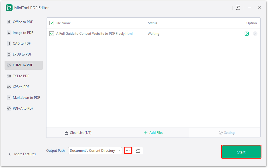 convert HTML to PDF using MiniTool PDF Editor