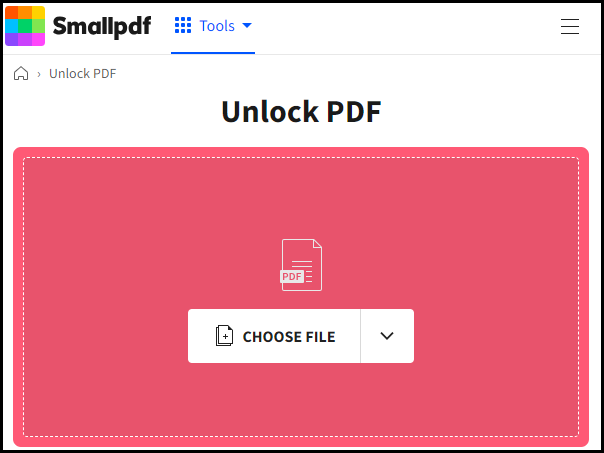 the Unlock PDF interface