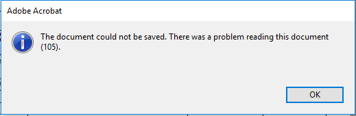 Acrobat the document could not be saved 105