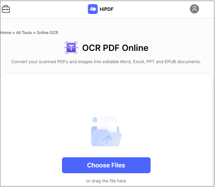 hiPDF OCR PDF online