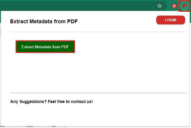 click Extract Metadata from PDF