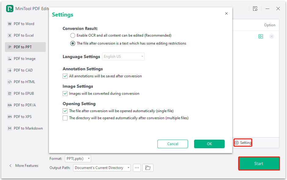 convert PDF to PPT with MiniTool PDF Editor