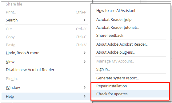 repair install or update Adobe Acrobat