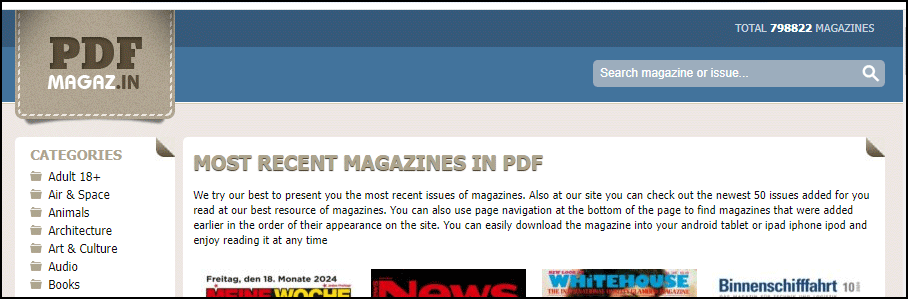 the PDFMAGAZ.IN interface