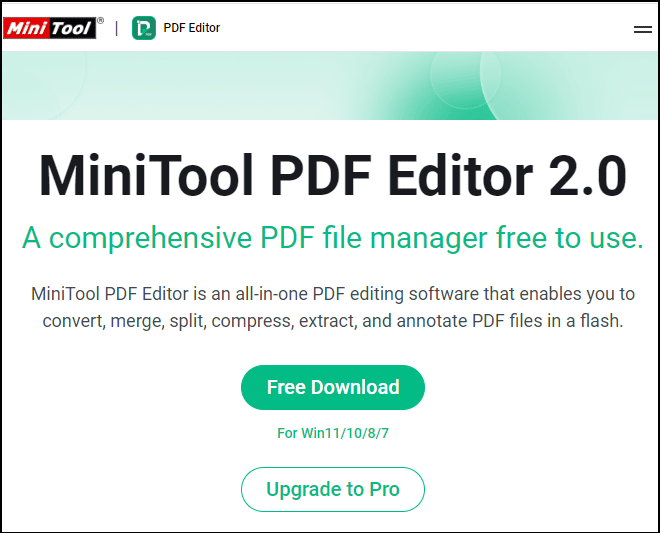 the MiniTool PDF Editor download interface