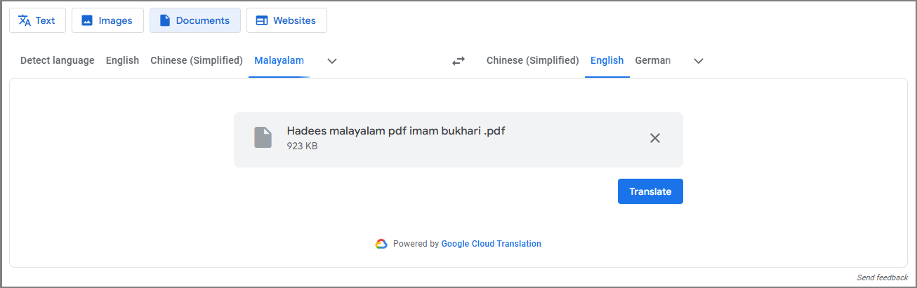 Google Translate Documents