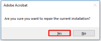 click Yes to confirm