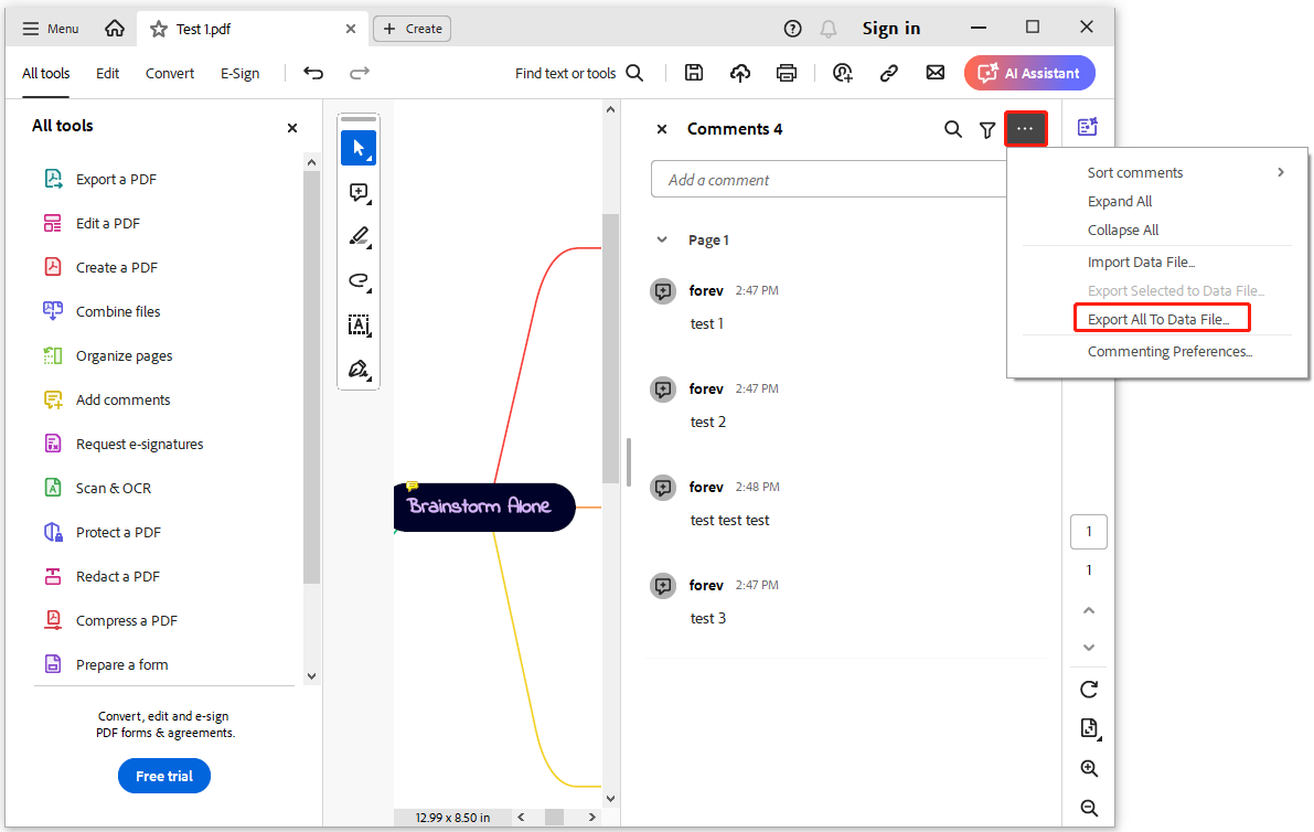 select Export All To Data File