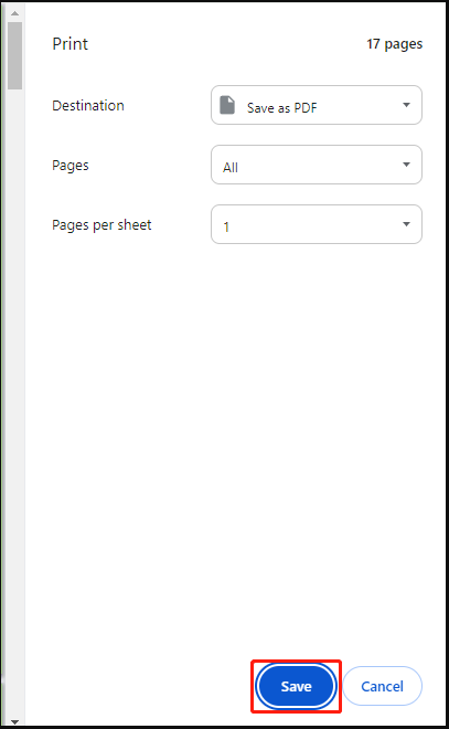 print PDF in Chrome